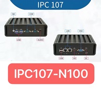 Mini-PC embarqué horizontal IPC107-N100 en alliage d'aluminium, 8 Go de RAM, 128 Go SSD, sans ventilateur, multi-LAN, port COM pour le contrôle d'automatisation