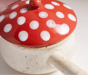 Ensemble de 2 jolies soupières en céramique mouchetée avec couvercle en forme de champignon - Product Image 4