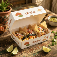 Custom Eco-Friendly Disposable Recyclable Paperboard Taco Box Leakproof Divider Slot Crisp-Fold Shape Offset Logo Snacking Gifts