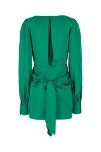 Mini vestido de poliéster verde con mangas de obispo Actualee de marca de lujo de diseño de gama alta - Product Image 2