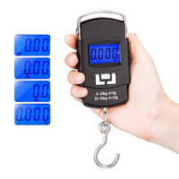 Báscula Electrónica de Alta Precisión para Equipaje, 50 kg/10 g, con Pantalla LCD Retroiluminada y Gancho Metálico, Lista para Enviar