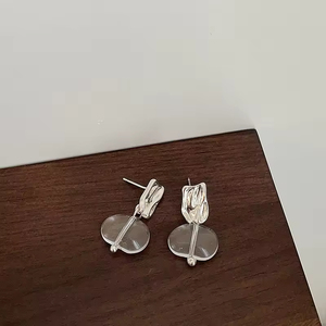 Pendientes de Moda con Lazo, Pendientes Geométricos Creativos de Diseño Coreano, Pendientes de Perlas Transparentes para Adolescentes - Product Image 5