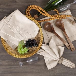 Serviettes de table en lin français 100% lin, faites à la main, brodées par le fabricant, réutilisables, en tissu, pour dîner - Product Image 2