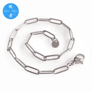 Trendy Wholesale Oval Shape Big Rolo Paperclip Chain Stainless Steel Jewelry Necklace Fashion Jewel with End Label