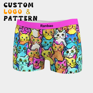 Womens Cute Cat Print Underwear Print Underwear <strong>Boyshorts</strong> Hipsters <strong>Knickers</strong> Available in Multiple Colors. - Product Image 1