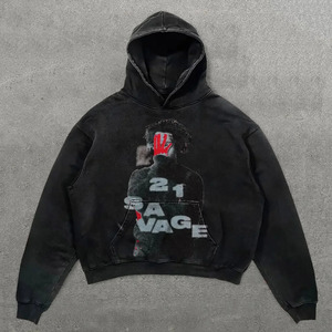 เสื้อฮู้ดดี้ทรงโอเวอร์ไซส์แบบสั่งทำพิเศษ ตกแต่งโลโก้ ล้างสีแบบแอซิดวอช ทรงบ็อกซี่ สีซีดจาง มีกระเป๋าซิป ไหล่ตก สำหรับผู้ชาย จากผู้ผลิต - Product Image 6