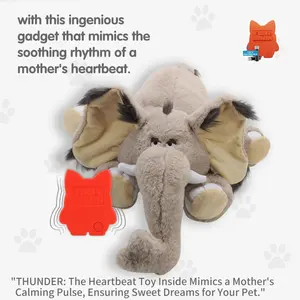 Voi ma mút Puppy nhịp tim nhồi đồ chơi cho chó. Giảm căng thẳng thú cưng và hỗ trợ làm dịu, Chó - Product Image 4
