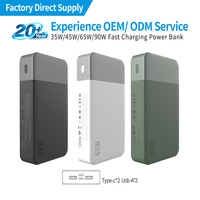 Cargador de Teléfono Móvil con Logotipo Personalizado OEM, 35 W, 45 W, 65 W, 10000 mAh, 20000 mAh, Carga Súper Rápida, Banco de Energía Portátil