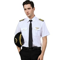 Camisa de Uniforme de Piloto de Verano Personalizada para Hombre, Camisa de Trabajo de Capitán de Manga Larga Blanca, Cadete de Aviación