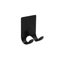Crochets de porte de salle de bain multifonctionnels écologiques en acier inoxydable argent/noir avec logo personnalisé, à fixer au mur, lot de 2, pour rasoirs et articles divers
