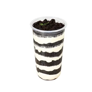 Wholesale Milkshake Jelly Cup Ice Cream Container With Lid U-shaped Plastic Cups