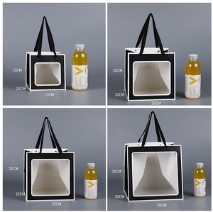 Phân Hủy Sinh Học Bán Buôn Biểu Tượng Tùy Chỉnh Sang Trọng Hoa Bó Hoa Quà Tặng Mua Sắm Túi Vuông Dưới Tote Túi Giấy Bao Bì Với Cửa Sổ - Product Image 3