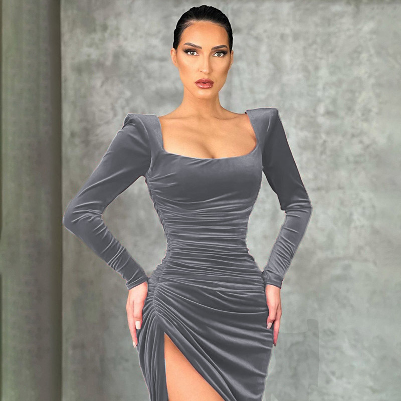 fitted lace wedding dress Avec Les Filles Long-Sleeve Cutout Velvet Maxi Dress main image 0