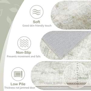 Grand <span class=keywords><strong>tapis</strong></span> moderne abstrait 8x10 à poils ras, lavable, doux, résistant aux taches, beige, pour salon, salle à manger, vert, marron - Product Image 4