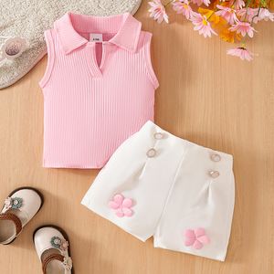 Completo 2025 da bambina vestito carino da bambina Top Set moda estiva <span class=keywords><strong>1</strong></span> 4 anni 2 pezzi Set da bambina <span class=keywords><strong>vestiti</strong></span> estivi da bambina - Product Image 2