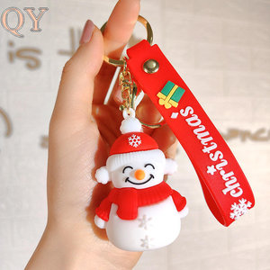QY Noël Dessin Animé PVC Porte-clés Père Noël Renne Bonhomme De Neige En Caoutchouc Porte-clés Cadeau De Vacances Ornement pour - Product Image 6