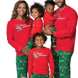 Conjunto de Pijamas Ecológicos Personalizados para Família Primavera/Natal em Poliéster para Homens, Mulheres e Crianças Dropshipping POD MOQ 1PC - Product Image 1