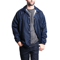Logo personnalisé imprimé pour hommes veste d'entraîneurs classique coupe-vent en nylon résistance à l'eau coupe décontractée bouton pression manteau vierge