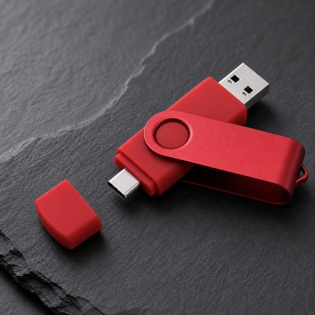 Dual Connector Type C USB Flash Drive Plastic Swivel Pen Drive 16GB 32GB 64GB Custom Logo