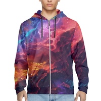 Sweat-shirt à capuche POD imprimé par transfert thermique, motif galaxie coloré, décontracté, ample, streetwear, 100% polyester, personnalisable