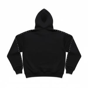 Felpa con Cappuccio Oversize Y2K Gotica Streetwear Personalizzata all'Ingrosso, Nera con Borchie Metalliche e Zip - Product Image 3