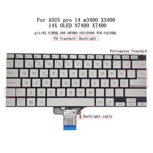 Po คีย์บอร์ดเรืองแสงโปรตุเกสสำหรับ <span class=keywords><strong>Asus</strong></span> Pro 14 M3400 X3400 X7400 N7400 K3400 M7400 K6400 M6400แป้นพิมพ์0KNB0-1821PO00 <span class=keywords><strong>M3401</strong></span>ใหม่ - Product Image 1