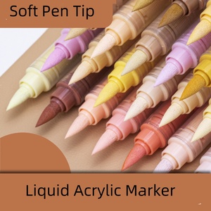 Rotulador de pintura acrílica suave en 24 colores, venta al por mayor, rotuladores de <span class=keywords><strong>tela</strong></span> con tiza, punta de pincel - Product Image 4