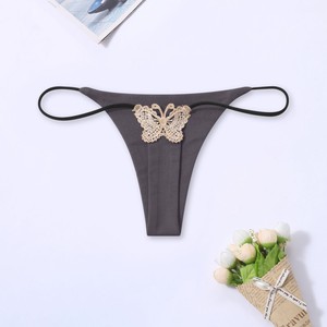 String sexy à double couche avec fines bretelles et broderie papillon, culotte bikini taille basse sexy, T-shirts pour le commerce transfrontalier - Product Image 2