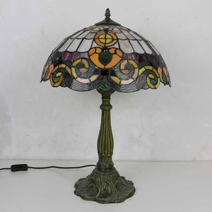 Longhuijing 16inch AC Powered LED Multicoloured European Flexible LOVE Stained Glass for Art Lampshade Table Lamp Lotus - Product Image 5