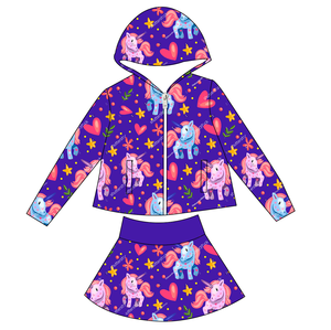 Nouvelle Arrivée 2026 Ensemble Confortable 2 Pièces en Tissu Yoga pour Petites Filles : Sweat à Capuche Zippé à Manches Longues et Jupe Personnalisable pour Bébés et Enfants - Product Image 5