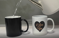 Tasse à café en céramique 11oz à changement de couleur, tasse magique par sublimation, boîte cadeau, impression sur porcelaine, capacité pour boissons chaudes, sûre et résistante