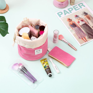 Velvet Cylindrical Drawstring Cosmetic Bag Travel Storage <b>Makeup</b> Organizer Multi Color Portable Pouch Bedroom <b>Dressing</b> <b>Table</b> Use - Product Image 2