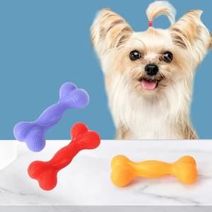 Suministros de silicona de grado alimenticio para mascotas, duraderos, resistentes al agua, para entrenamiento en forma de hueso, macarrones de colores, juguetes interactivos para morder molares - Product Image 1