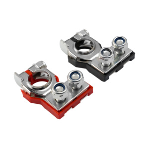 2 Pole Nickel Plated Brass Thickening Auto Car Battery Post Terminal Connector <strong>Clamps</strong> Universal For SUV Off-roader Pickup Truck
