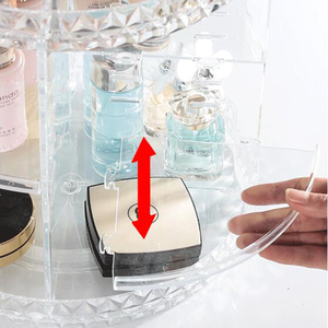 Diamond Pattern Rotating Cosmetics <strong>Storage</strong> <strong>Box</strong> 360 Degrees Rotating Desktop Finishing Adjustable <strong>Shelf</strong> - Product Image 6