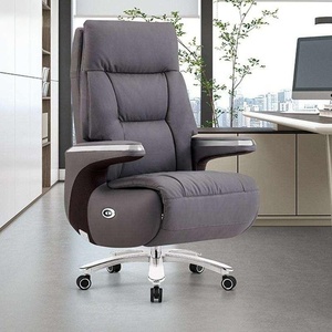 Fauteuil de <span class=keywords><strong>bureau</strong></span> exécutif ergonomique en cuir blanc de luxe, confortable, inclinable et pivotant, idéal pour PDG, managers et usage domestique - Product Image 4