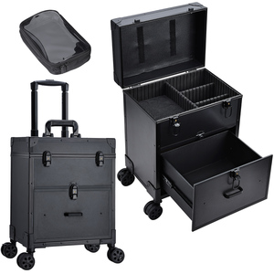 Professional Rolling <b>Makeup</b> <b>Case</b> with Drawers Large Cosmetic Train <b>Case</b> Organizer Nail Travel <b>Case</b> with <b>Makeup</b> Pouch - Product Image 1
