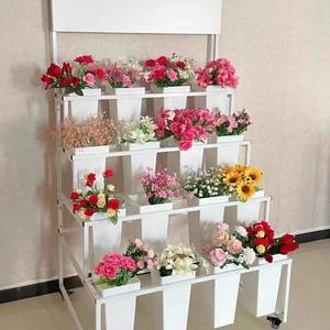 Moderner, luxuriöser, bodenstehender Blumenständer aus Eisen mit Rollen und Metalleimer-Ablage für die Innenausstellung - Product Image 5