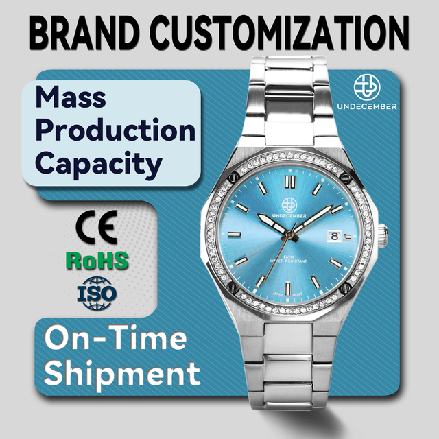 Undecember Custom Brand Fashion Casual Ladies Wristwatch ODM/OEM Diamond Bezel 5ATM Waterproof Women's Quartz Movement Watch