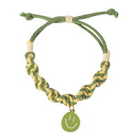 Collier réglable pour chien et chat, collier en coton tissé à la main avec pendentif Smiley coloré pour les accessoires pour animaux de compagnie printemps-été