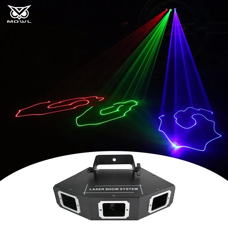 3 Eyes RGB Red Green Blue Stage Laser Projector Light for Night Club Disco KTV