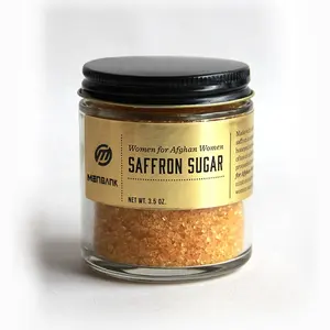 Labelled 4OZ 6OZ 8OZ Round Straight Side Glass Jar for Spice Ginger Powder with Plastic Lid