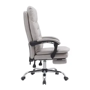 Chaise de bureau de direction à dossier haut Chaises de bureau ergonomiques en tissu de travail avec repose-pieds