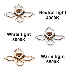 Lampe de lustre à LED moderne nouveau style en forme de feuille Dimmable caractéristique couvercle en acrylique interrupteur à distance chambre salon plafonniers - Product Image 4