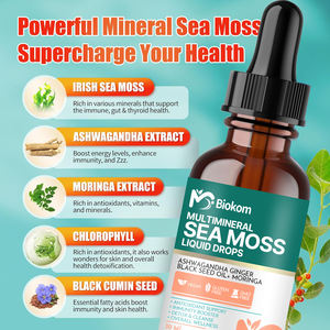Vente en gros 60ml de supplément de gouttes liquides de mousse de mer végétalienne biologique avec de l'huile de graines noires Ashwagandha pour stimuler l'immunité soutien de la thyroïde - Product Image 4