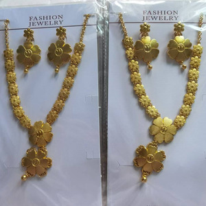 24k altın suudi arapça takı seti hint altın kolye küpe seti indirim afrika takı - Product Image 5