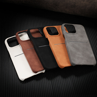 Funda de Teléfono de Piel Sintética de Cordero con Tacto de Piel para iPhone 18 Pro Max, Funda de Teléfono Simple y Ejecutiva para iPhone 17 16 15 14 13 con Ranura para Tarjetas