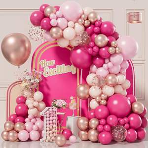 Kit de Guirnalda de Globos Rosas de 152 Piezas, Globos Rosa Intenso, Rosa <span class=keywords><strong>Pastel</strong></span> y Naranja para Decoraciones de Bodas, Suministros para Fiestas de Cumpleaños - Product Image 1