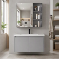 Meuble de salle de bain moderne WJL en acier inoxydable avec finition chromée, vasque intégrée en céramique, combo meuble-lavabo, directement de l'usine