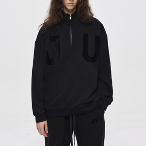 Sweat à capuche surdimensionné personnalisé, col montant, fermeture éclair, uni, teinture unie, tricot en coton, vêtements de sport, streetwear d'hiver, imprimé design - Product Image 5
